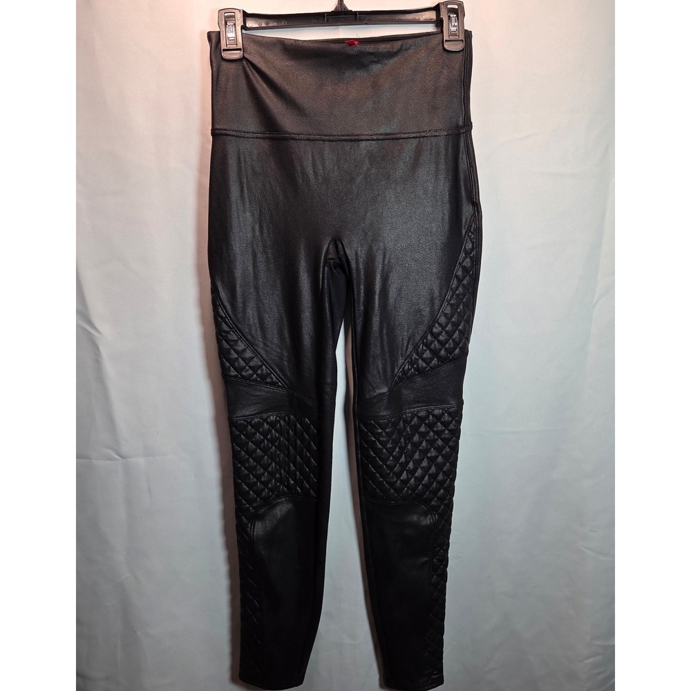 Spanx Moto Leggings Medium Faux‎ Leather Tight Black Classic Athleisure